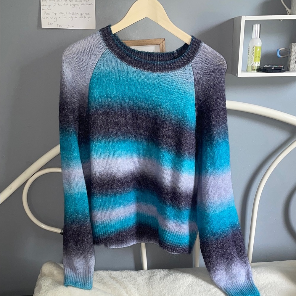 BB Dakota Steve Madden Blue and Purple Crew Neck Sweater